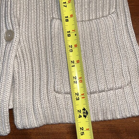 Talbots Petites Cream Chunky Knit Collared Button Up Sweater Cardigan Small - Picture 5 of 6